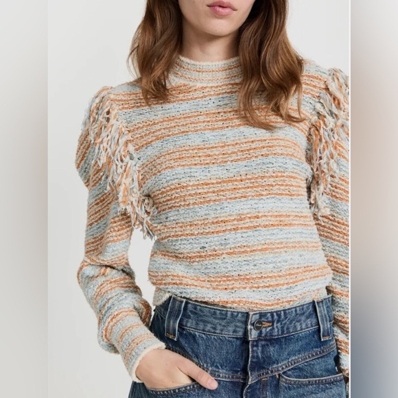 Ulla Johnson Arquette Fringe Crewneck Sweater, Size S - Picture 3 of 10